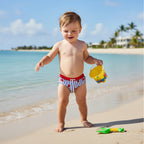 Chicco Costume da Bagno Slip Bambino a Righe Navy e Granchietti Rossi