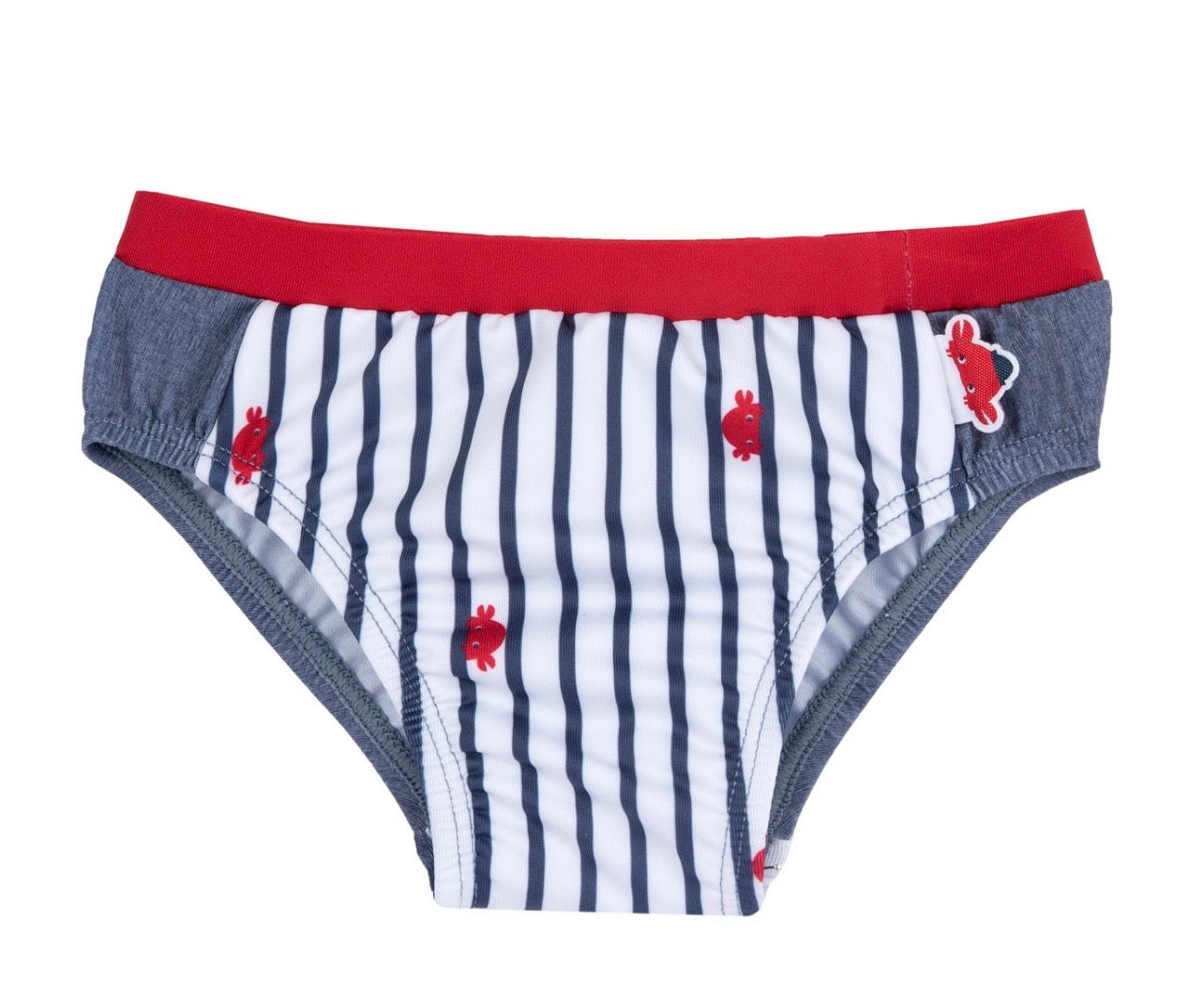 Chicco Costume da Bagno Slip Bambino a Righe Navy e Granchietti Rossi