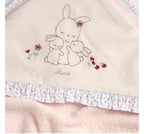 Chicco Quadrato Neonata con Cappuccio - Ricamo Coniglietti Rosa