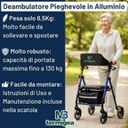 Termigea Rollator Pieghevole 4 Ruote con Sedile Imbottito