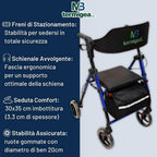 Termigea Rollator Pieghevole 4 Ruote con Sedile Imbottito