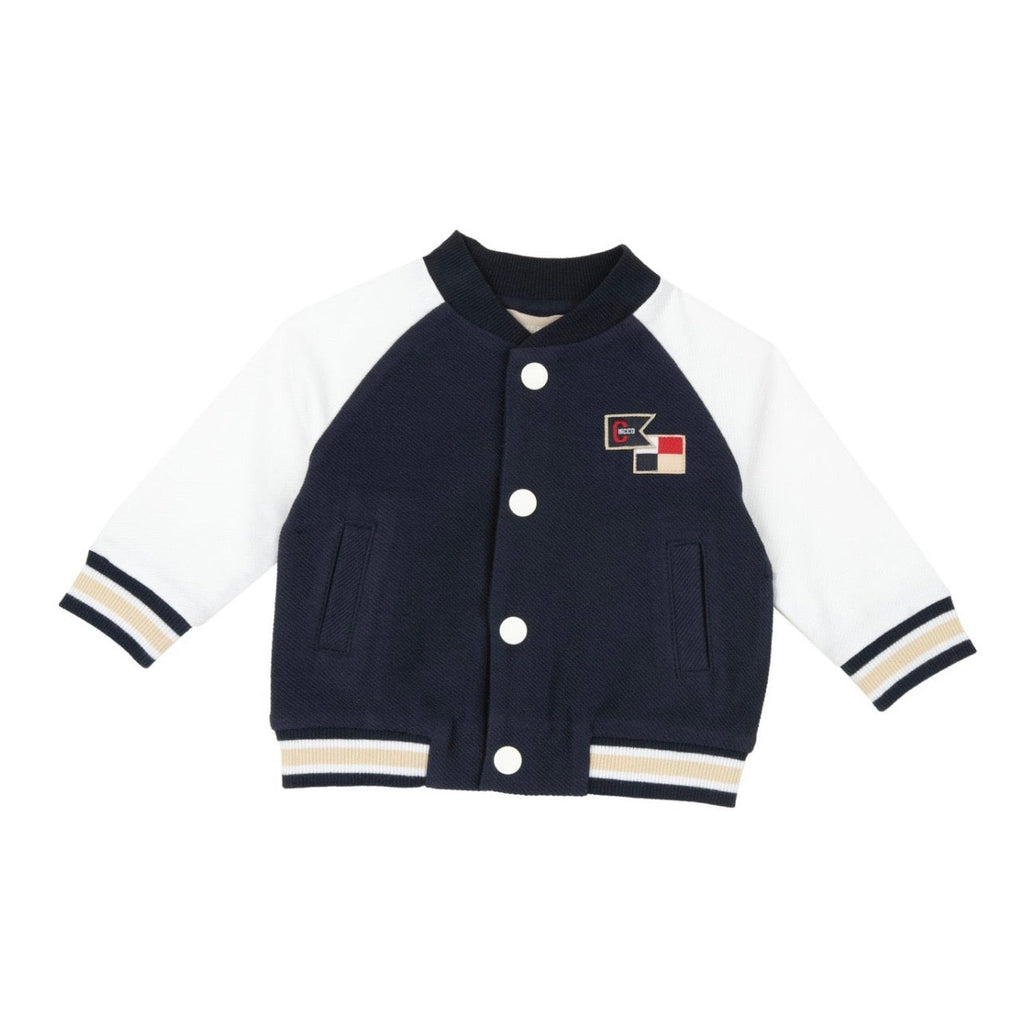 Giacca Bomber Neonato Blu Navy con Maniche Bianche