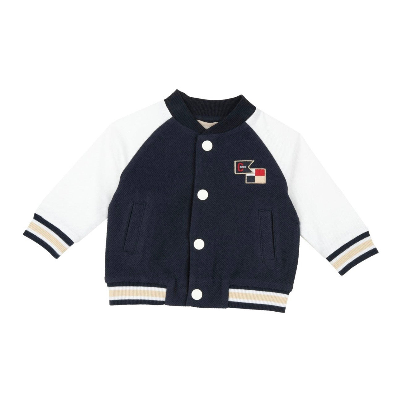 Giacca Bomber Neonato Blu Navy con Maniche Bianche