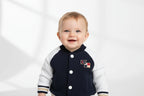 Giacca Bomber Neonato Blu Navy con Maniche Bianche