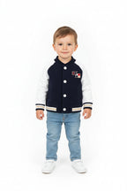 Giacca Bomber Neonato Blu Navy con Maniche Bianche