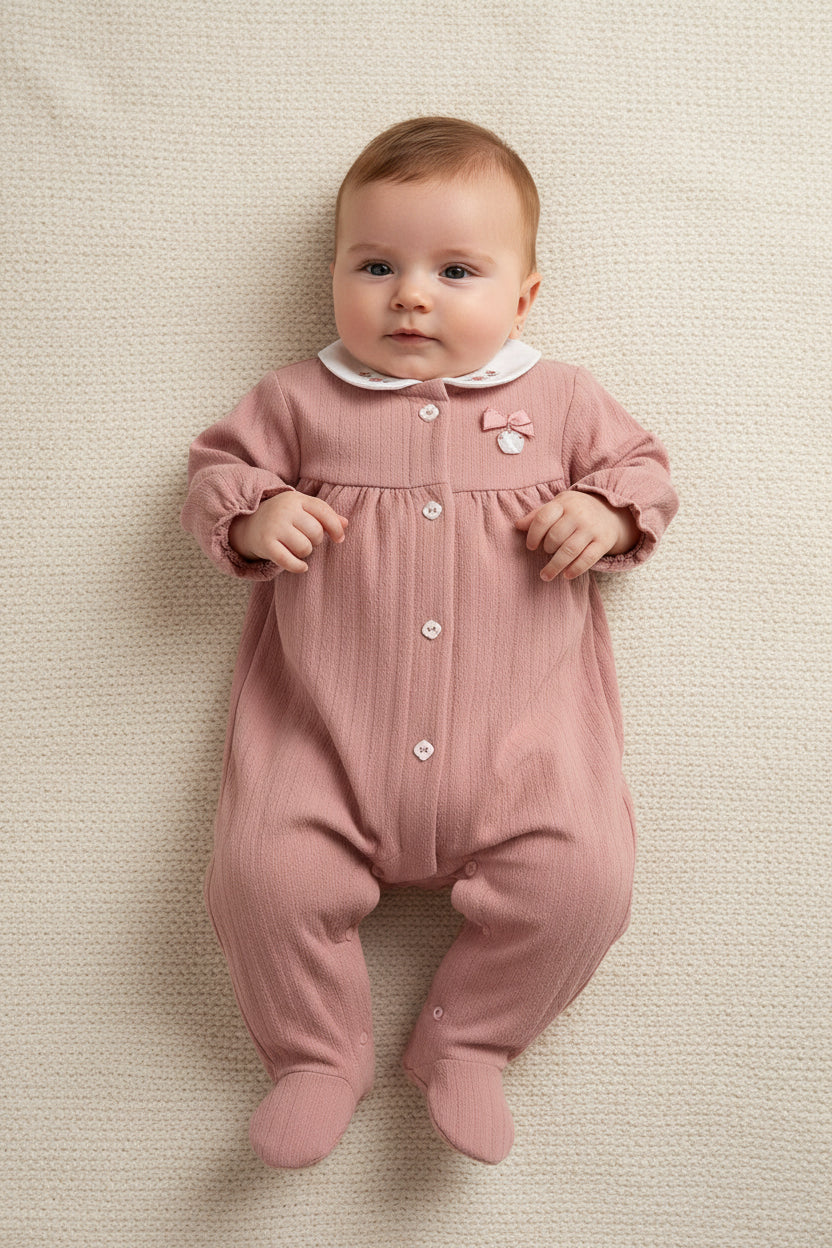 Chicco Tutina Neonato Rosa con  Ricamo e Piedini