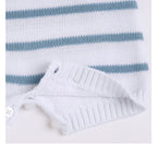 Chicco Salopette Neonato in Maglia a Righe Azzurre e Bianche con Bretelle