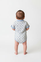 Body Luglio Neonato Manica Corta Fantasia Paisley Azzurro