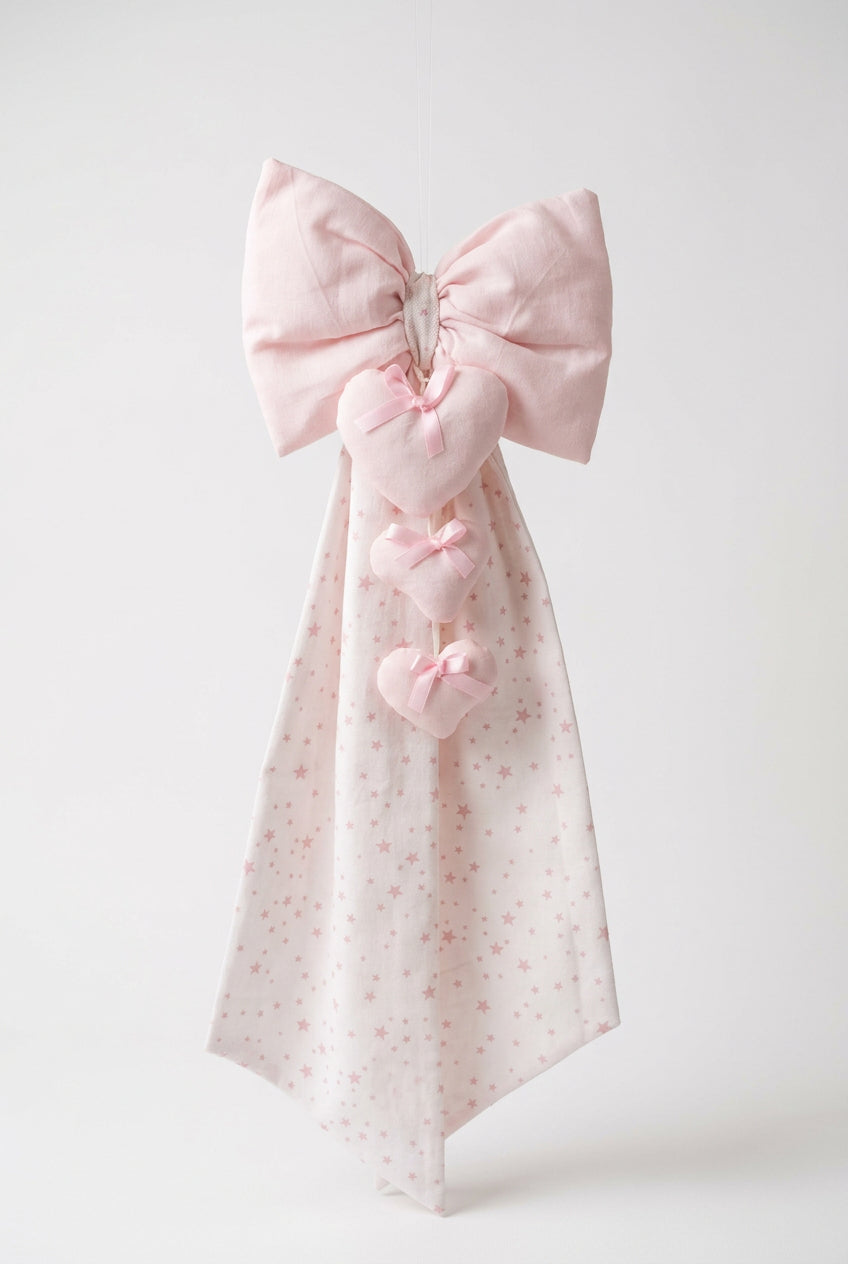 Coccarda Nascita Bambina Artigianale Rosa con Cuori