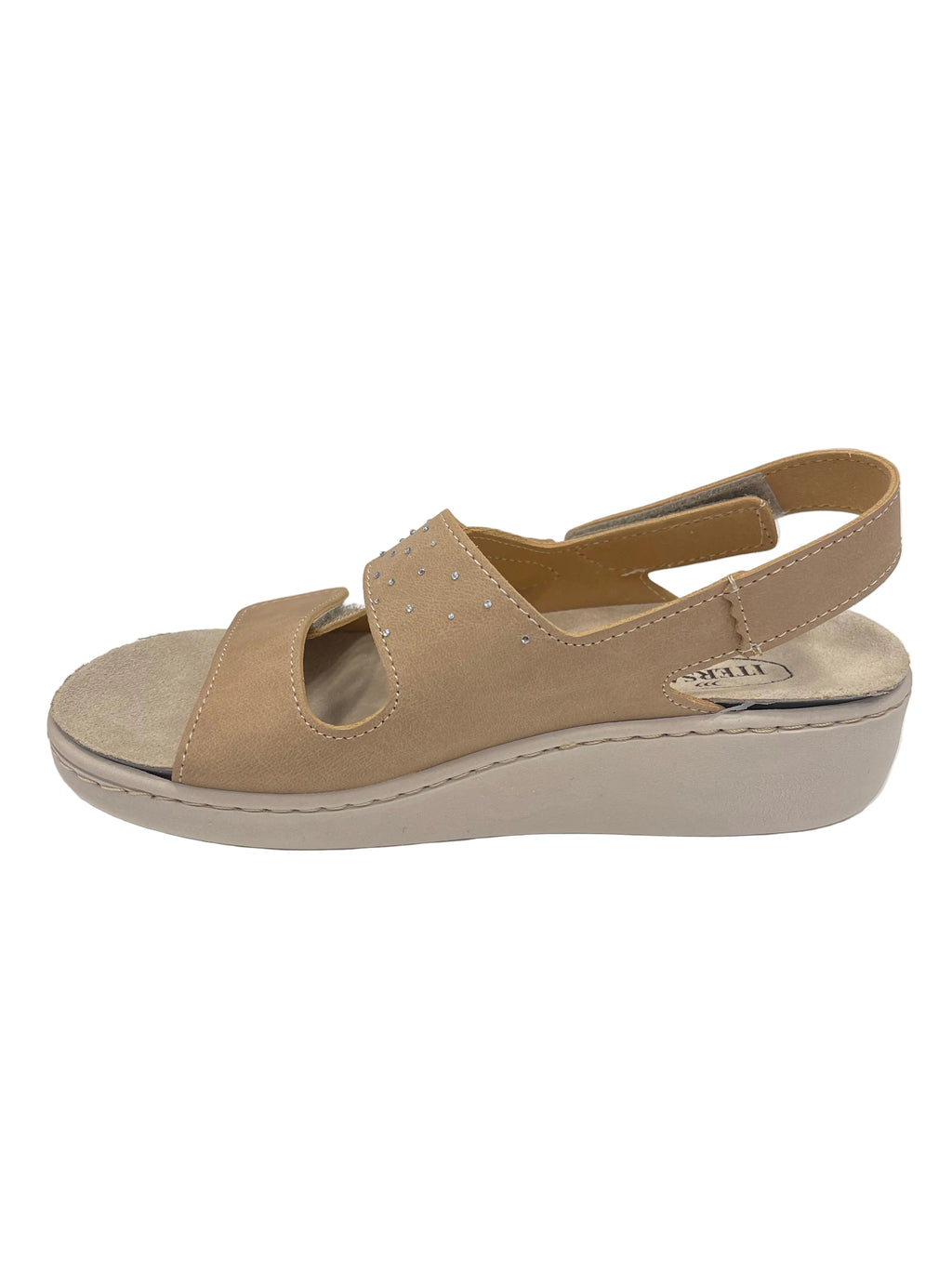 Itersan Sandalo Strass Donna Comfort con Velcri Regolabile