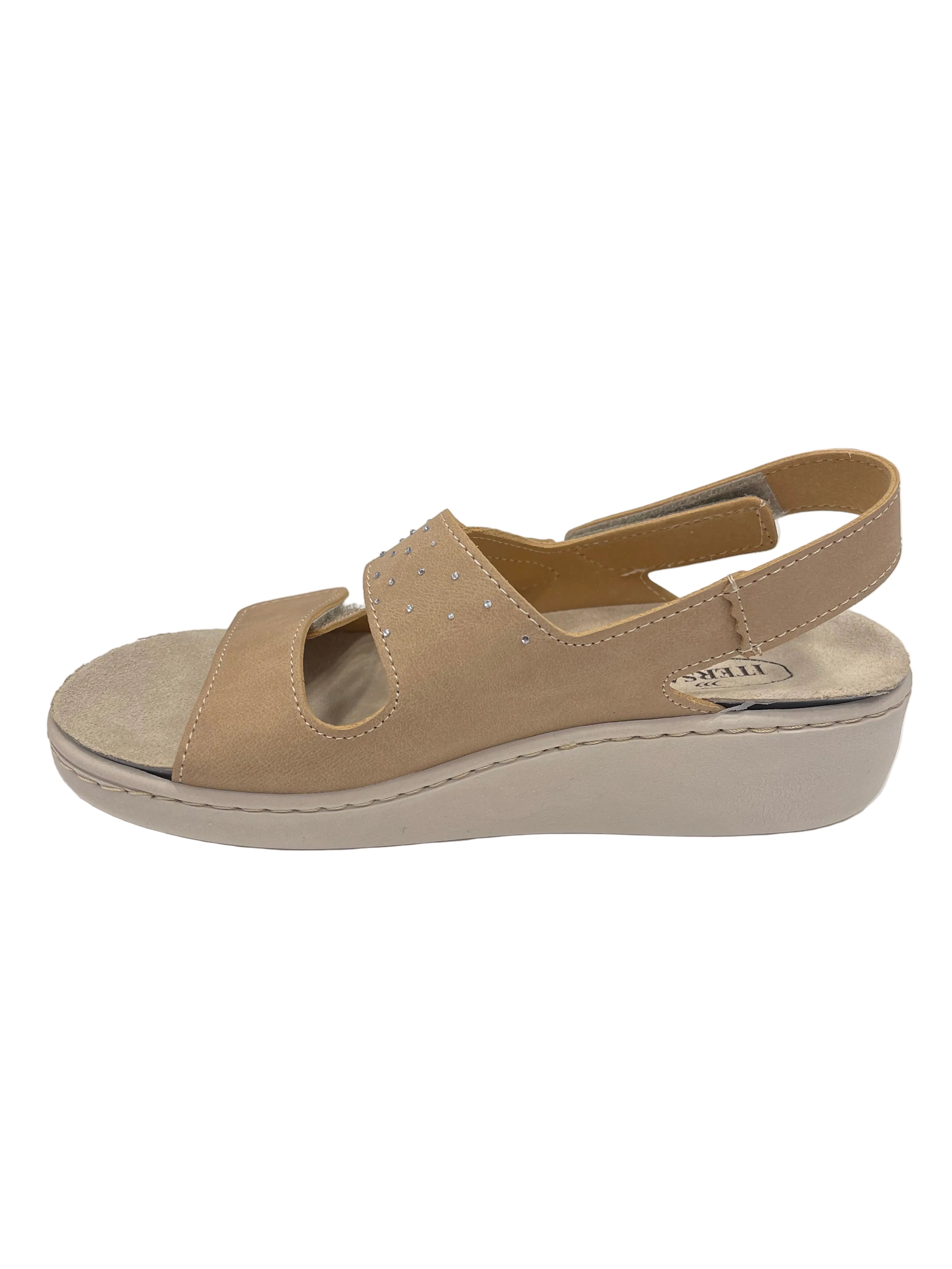 Itersan Sandalo Strass Donna Comfort con Velcri Regolabile