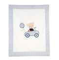 Copertina Chicco Neonato con Ricamo Orsetto - Bianca e Blu a Righe