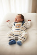 Completo Neonato 3 Pezzi Righe Multicolor con Orsetto