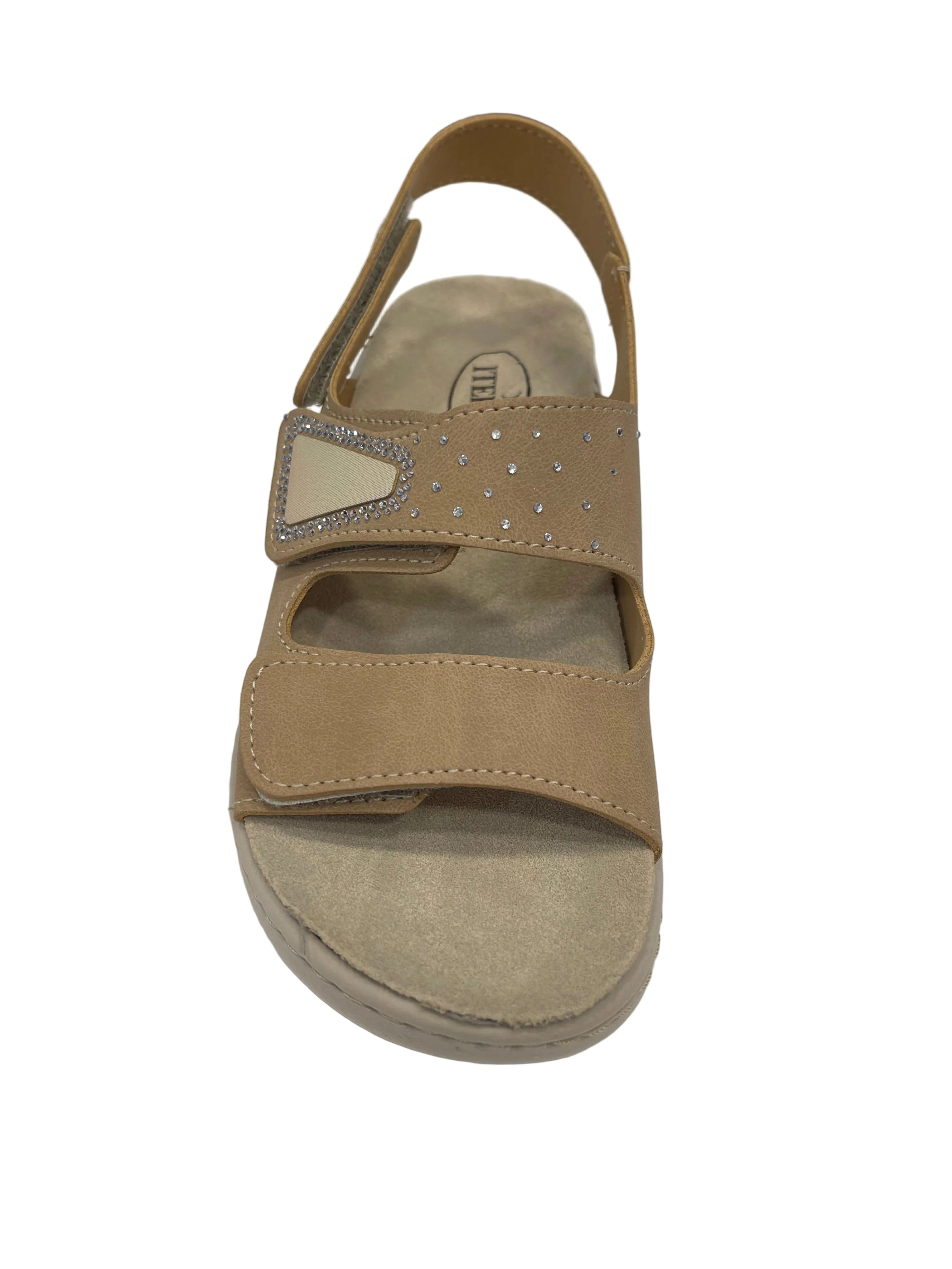 Itersan Sandalo Strass Donna Comfort con Velcri Regolabile