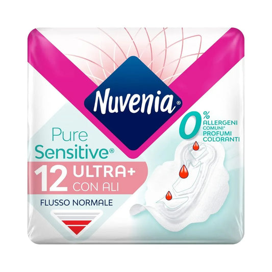 Nuvenia Pure Sensitive Assorbenti Ultra con Ali Giorno, 12 assorbenti