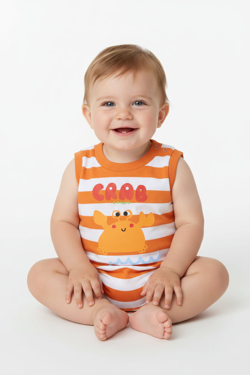 Chicco Shirt Crab a rigo arancione