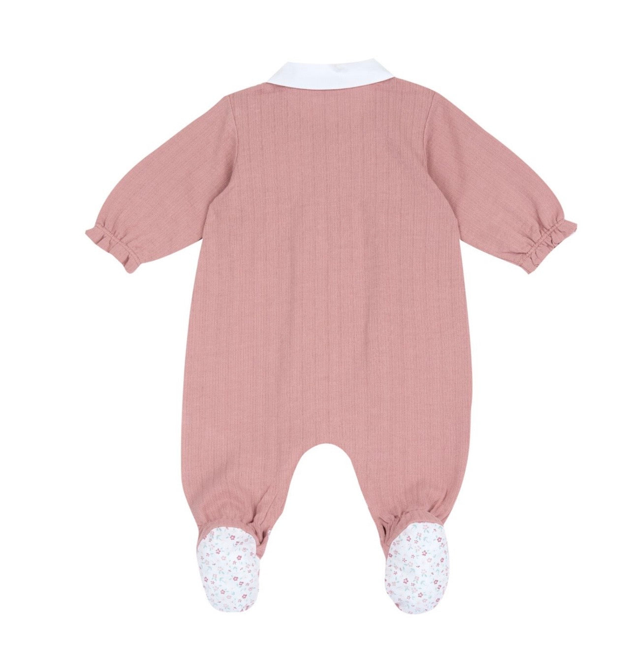 Chicco Tutina Neonato Rosa con  Ricamo e Piedini