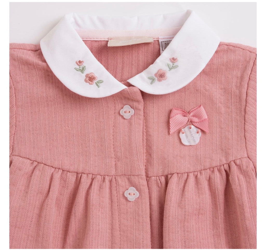 Chicco Tutina Neonato Rosa con  Ricamo e Piedini
