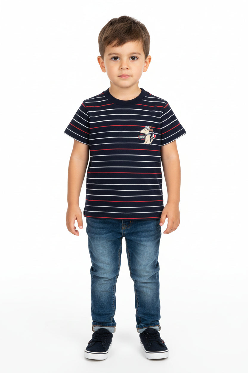 Chicco T-Shirt bambino a Righe Blu Navy
