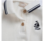 Chicco Completo Polo e Bermuda Bambino Bianco con Righe Blu