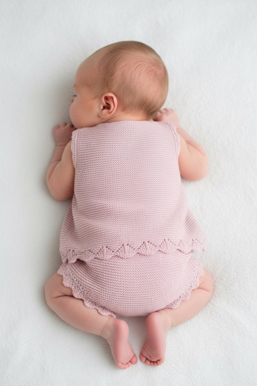 Chicco Completo Maglia Neonata Rosa con Bordo Traforato