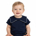 Chicco Maglietta Bimba Blu Navy con Collo Claudine e Maniche a Volant