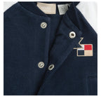 Giacca Bomber Neonato Blu Navy con Maniche Bianche
