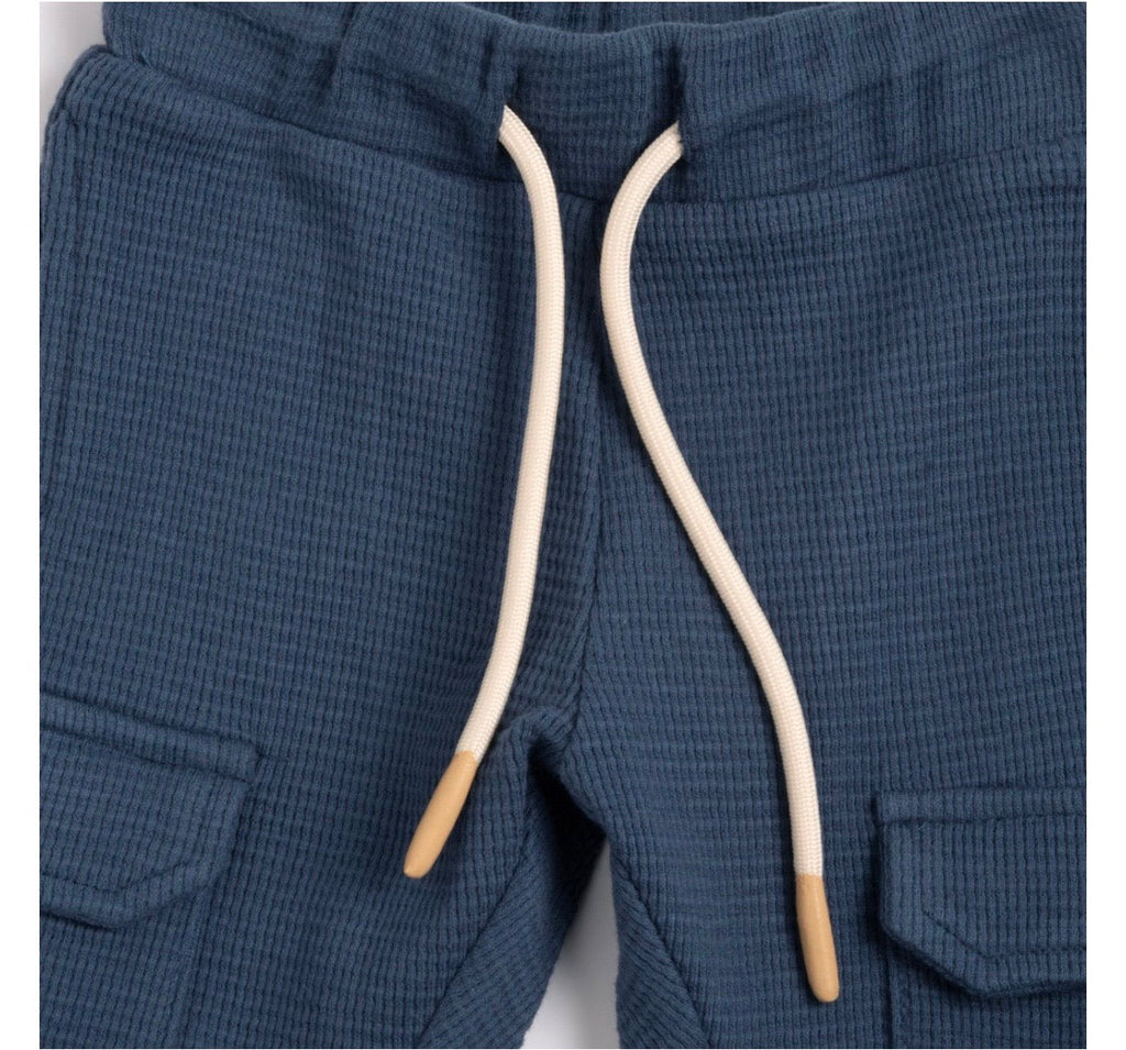 Pantaloni Cargo Bambino in Nido d’ape Blu