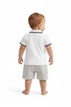 Chicco Completo Polo e Bermuda Bambino Bianco con Righe Blu