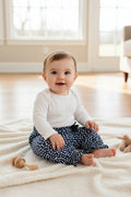Chicco Pantaloni Bimba Blu con Cuori Bianchi e Volant