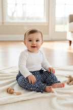 Chicco Pantaloni Bimba Blu con Cuori Bianchi e Volant