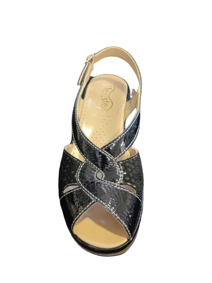 Gileplant Sandalo con cinturino Nero Lucido