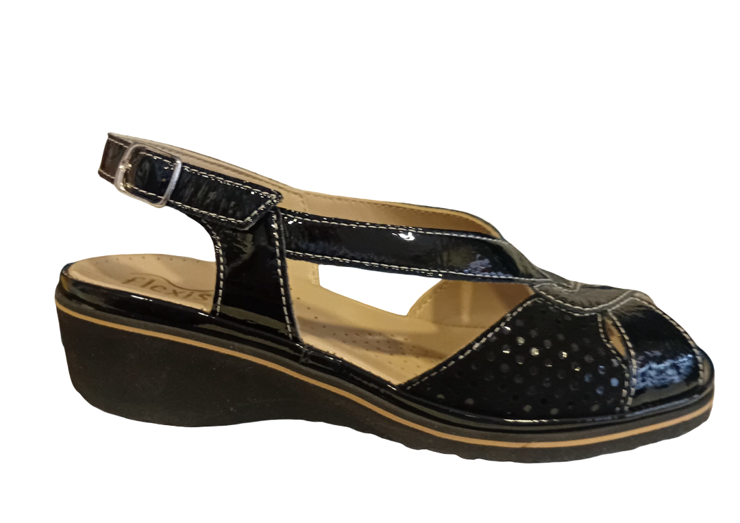 Gileplant Sandalo con cinturino Nero Lucido