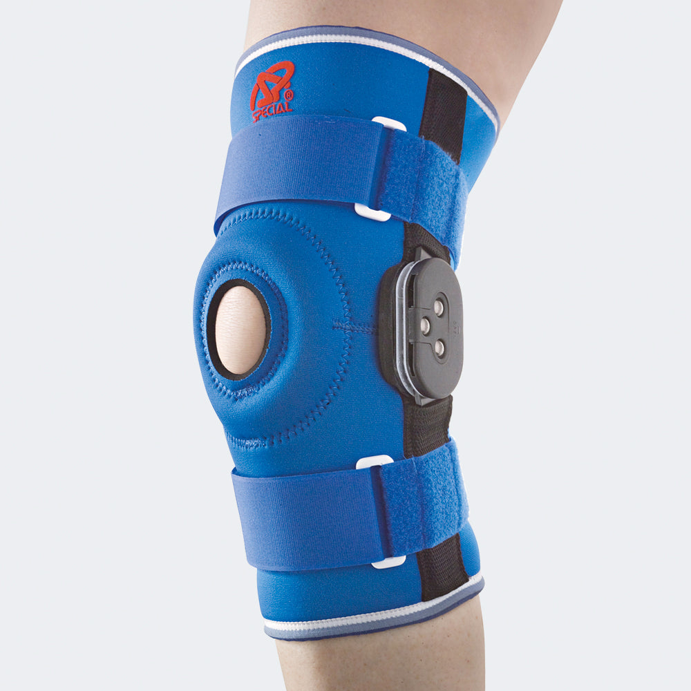 Ginocchiera tubolare con stabilizzatore rotuleo e articolazioni policentriche regolabili