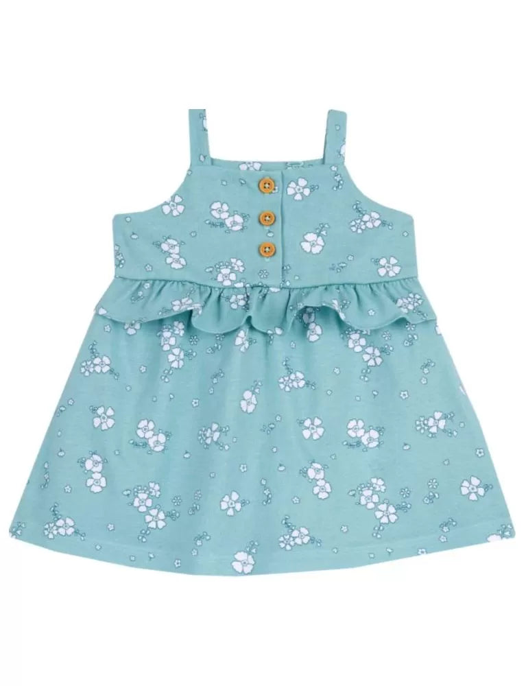 Chicco  smanicato jersey bambina stampato con fiori e bottoncini effetto legno
