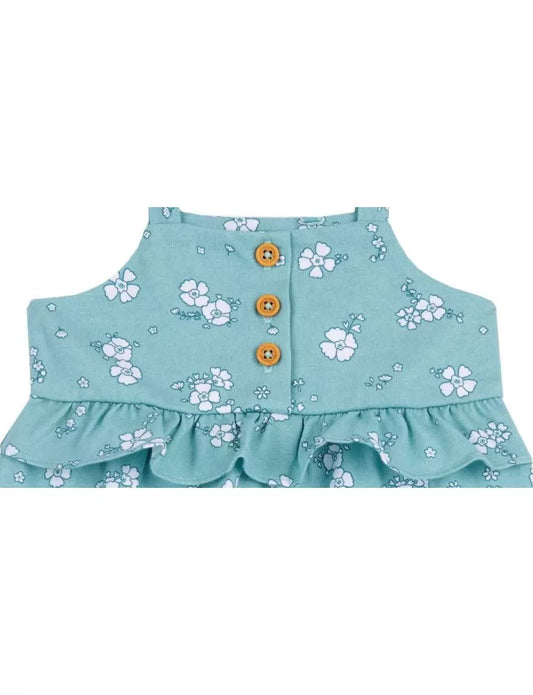 Chicco  smanicato jersey bambina stampato con fiori e bottoncini effetto legno