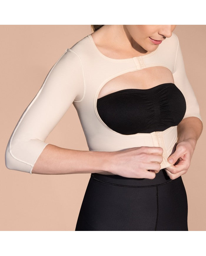 Marena Recovery Corpetto per Brachioplastica con Seno Scoperto e Manica 3/4