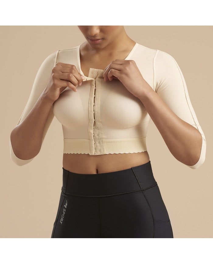 Marena Recovery Corpetto Compressivo per Liposuzione con Apertura Frontale e Maniche a 3/4 |