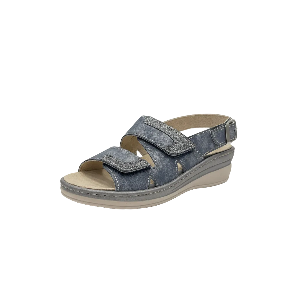 Itersan Sandalo Donna  Blu Jeans Velcro e Fibbia regolabile