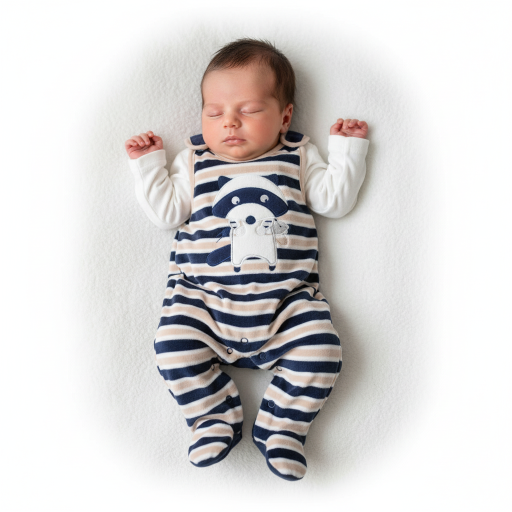 Neonato che indossa tutina ciniglia Luglio