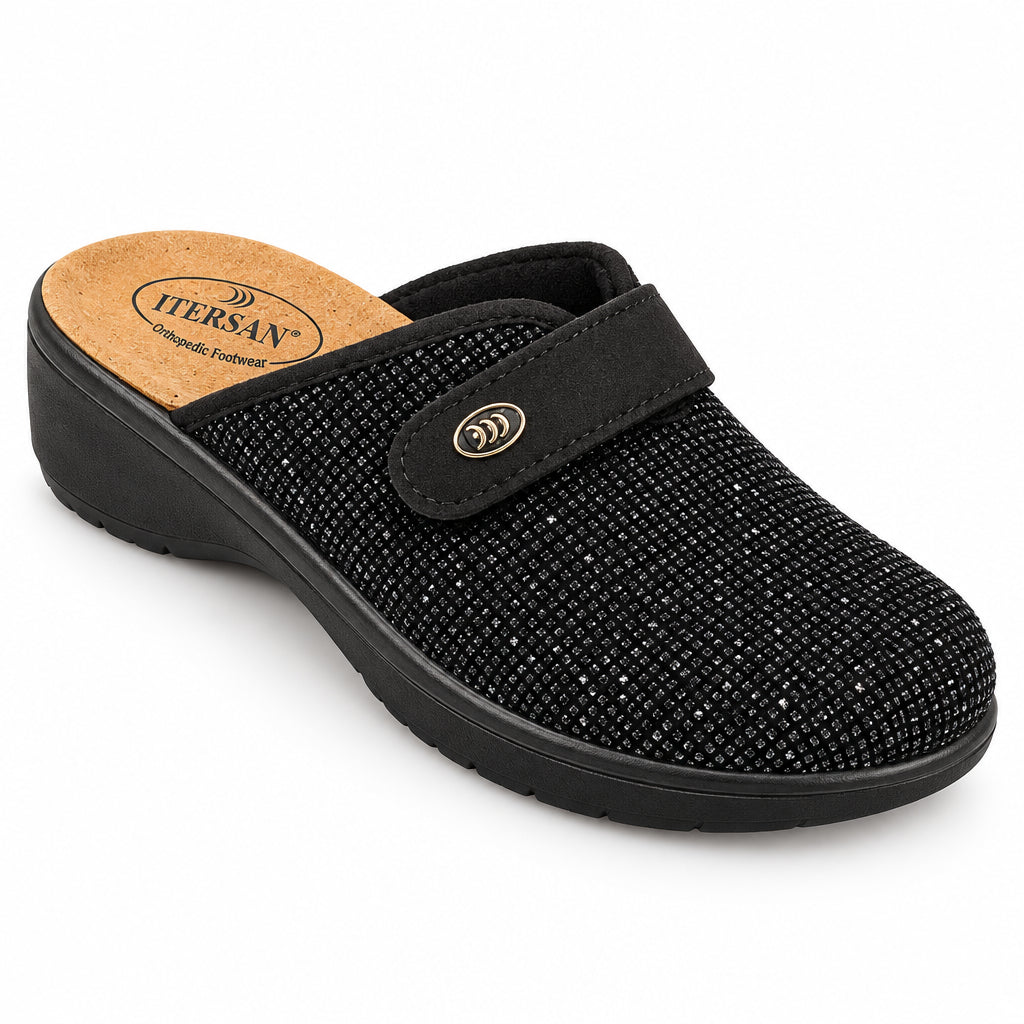 Pantofola donna nera elasticizzata