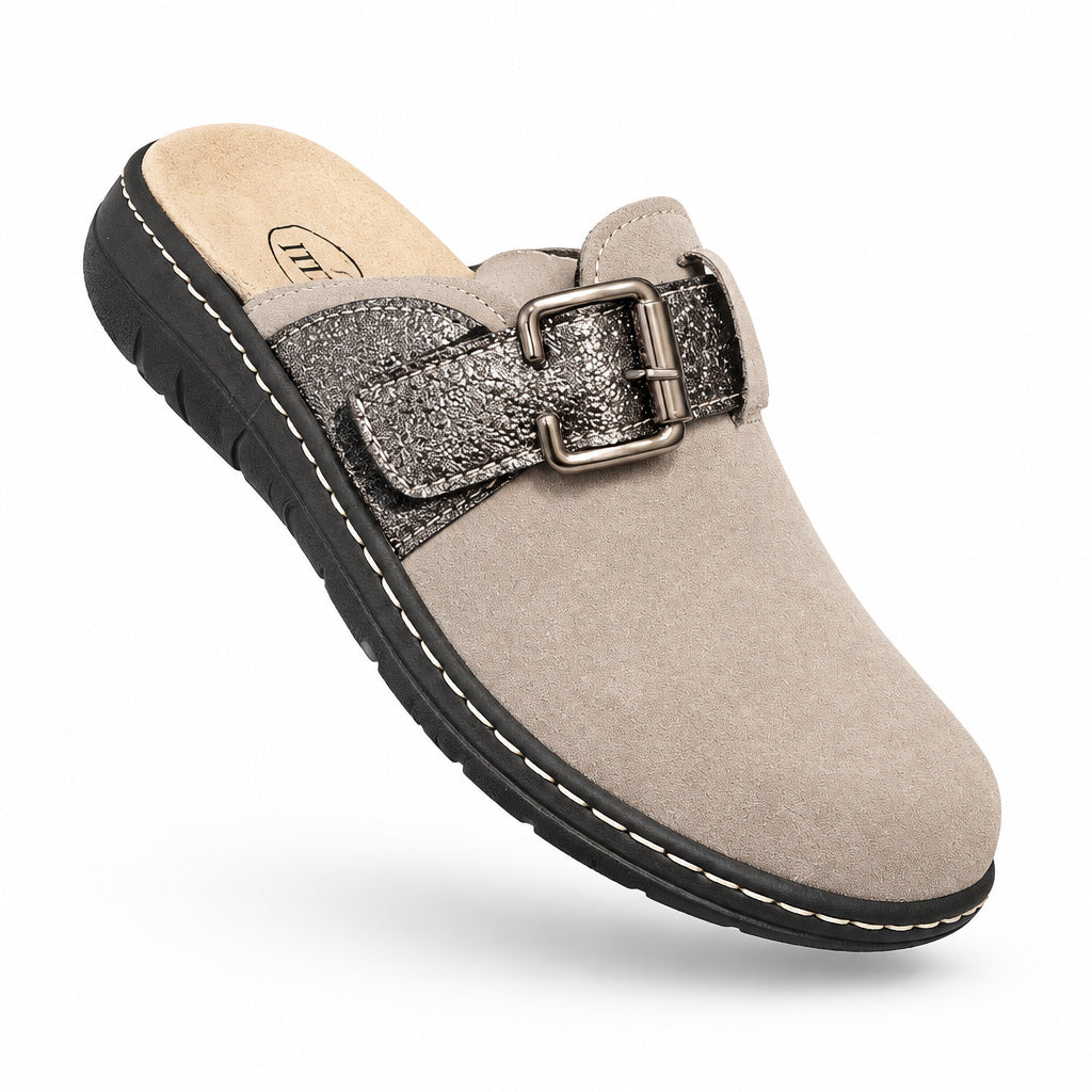 Pantofola da donna grigia elasticizzata