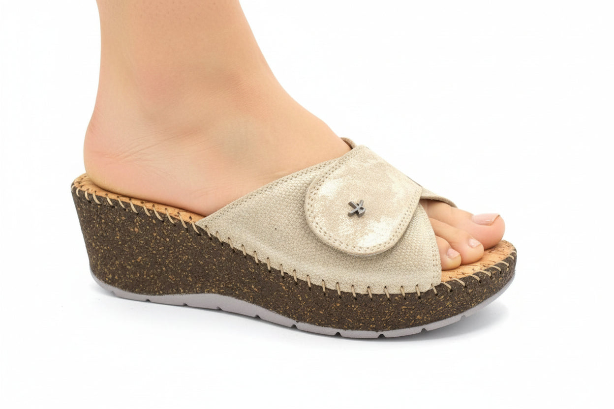 Benexa Sandalo Beige sughero con velcro