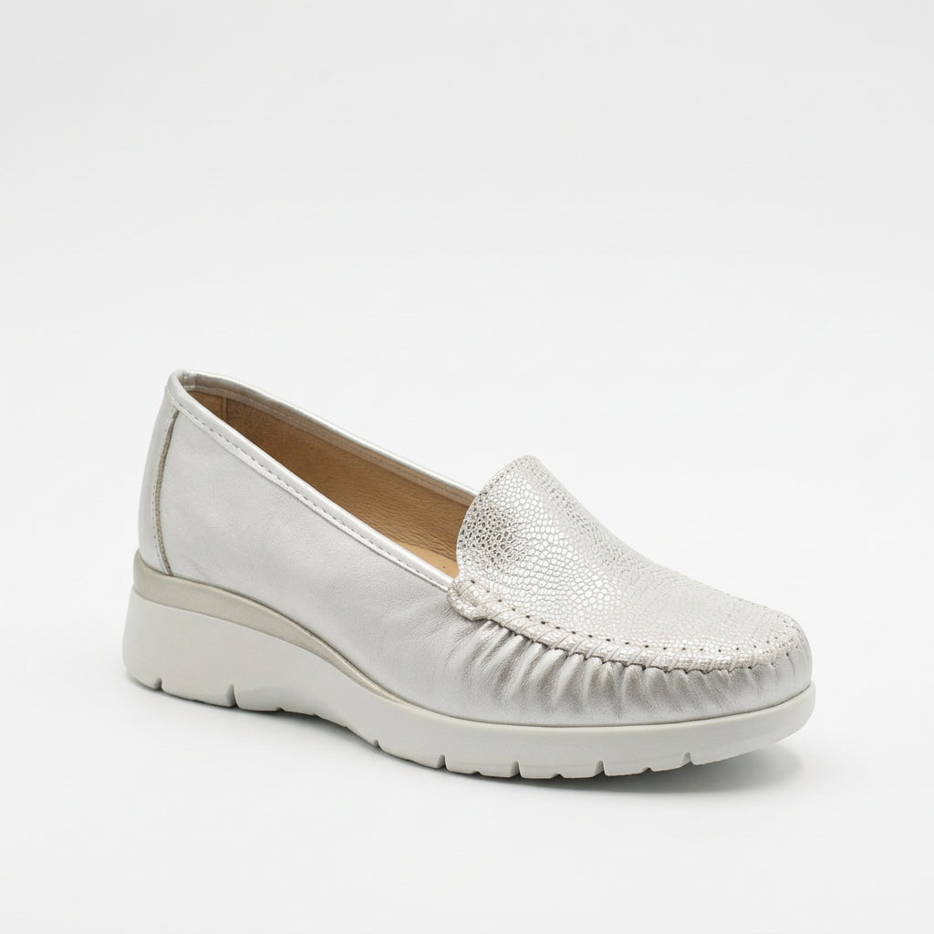 Benexa mocassino in pelle argento