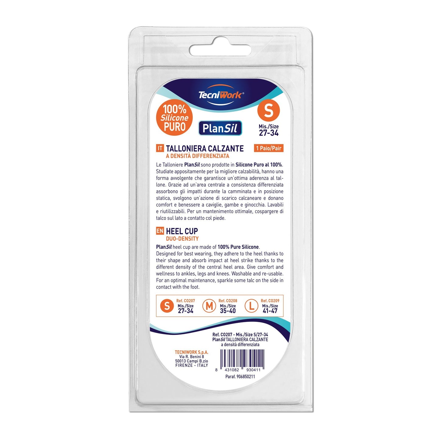 Tecniwork Talloniera calzante in silicone con scarico